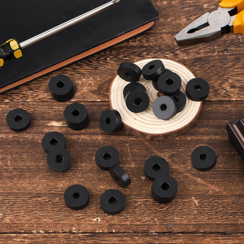 PEUTIER 25pcs Thick Rubber Washers, 3/4 Inch OD 1/4 Inch ID Thickness Grommets Spacer Bushings Flat Washers for Screws Bolts Household Appliances - Image 5